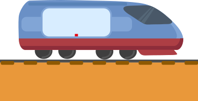Beam of light in the train reference frame